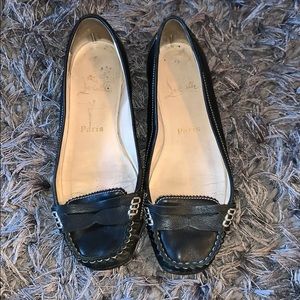 Christian louboutin flats black leather
